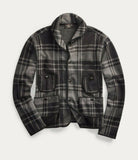 RRL Ralph Lauren Black 1930's Jacket Plaid Jacquard Wool Cotton Men's L Large