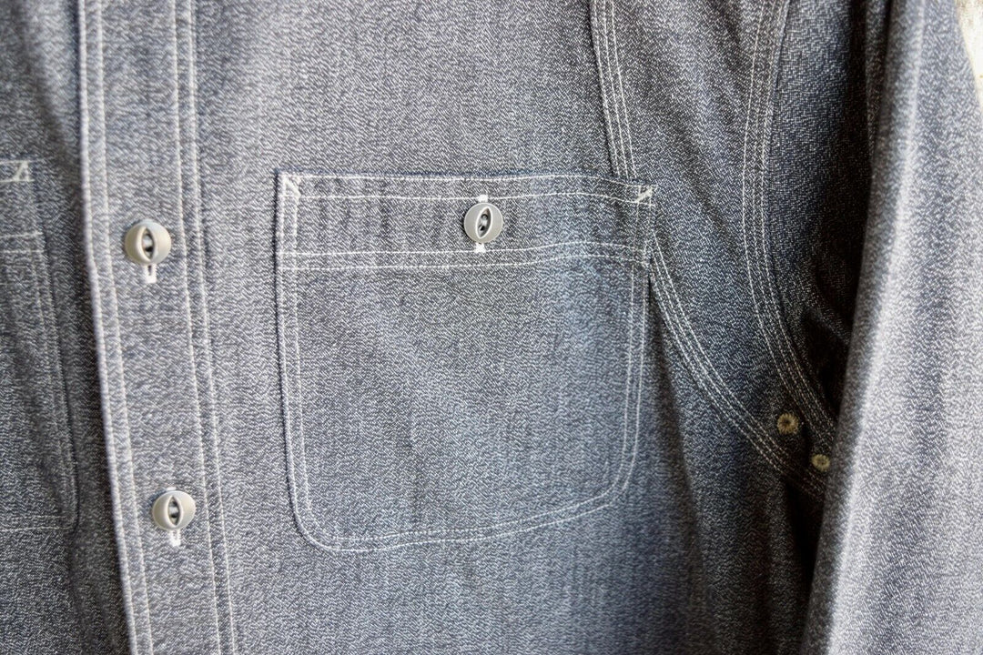 New RRL Ralph Lauren Gray Chambray Logan Workshirt Shirt Men's L Large