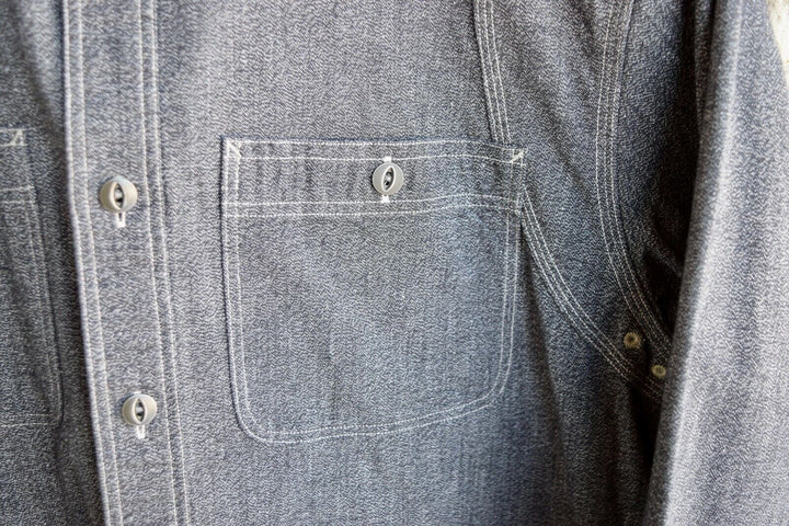 New RRL Ralph Lauren Gray Chambray Logan Workshirt Shirt Men's L Large