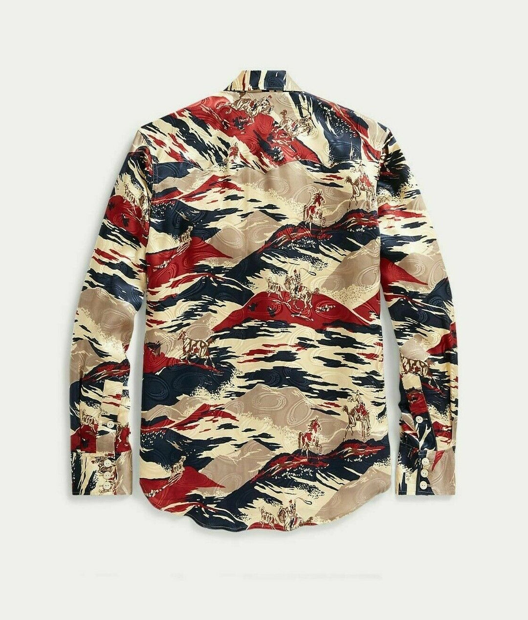 New RRL Ralph Lauren Buffalo Silk Western Print Button Shirt Men's 2XL XXL