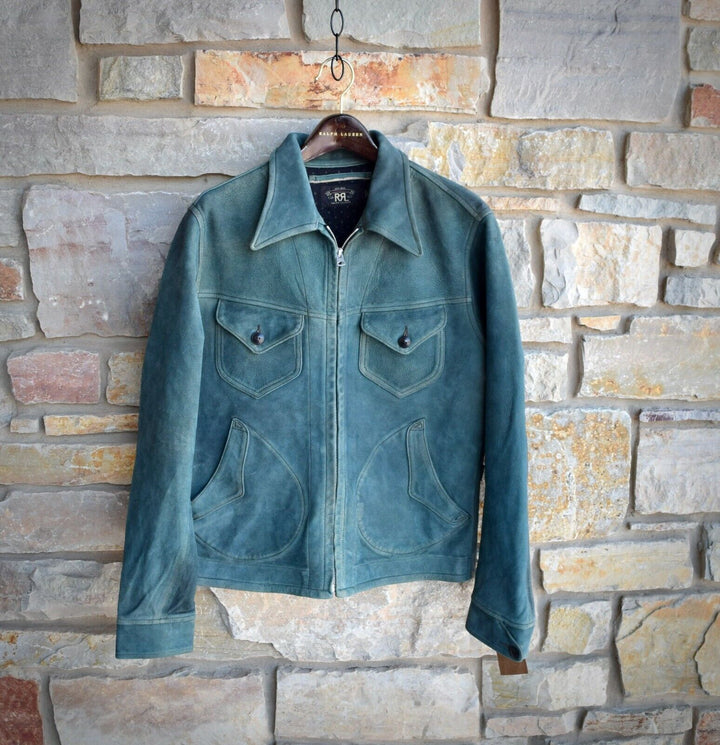 RRL Ralph Lauren Suede Jacket Indigo Sheepskin Leather Men's Medium M