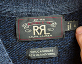 New RRL Ralph Lauren Vintage Wool Cashmere Blue Navy Cardigan Men's Small S