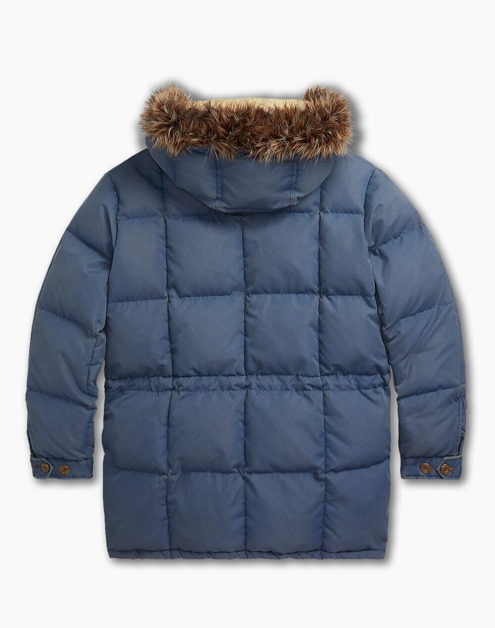 RRL Ralph Lauren Quilted 1950's Blue Parka Jacket Coat Fur Mens Large L