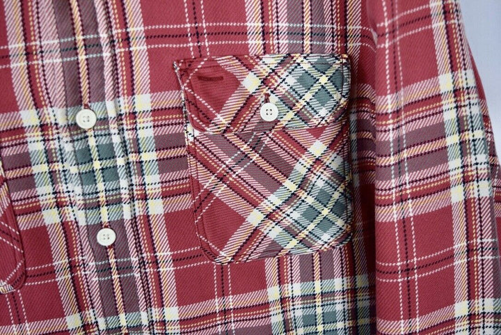 RRL Ralph Lauren Plaid Red Nylon Lined Workshirt Men's XL Extra-Large Flannel