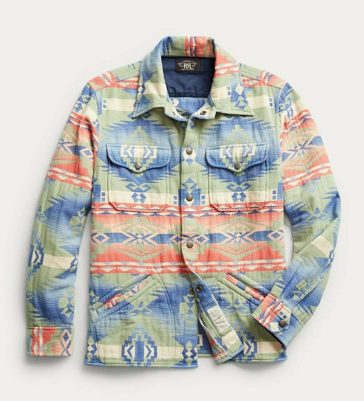 RRL Ralph Lauren Brushed Southwestern Jacquard Overshirt Jacket 2XL XXL