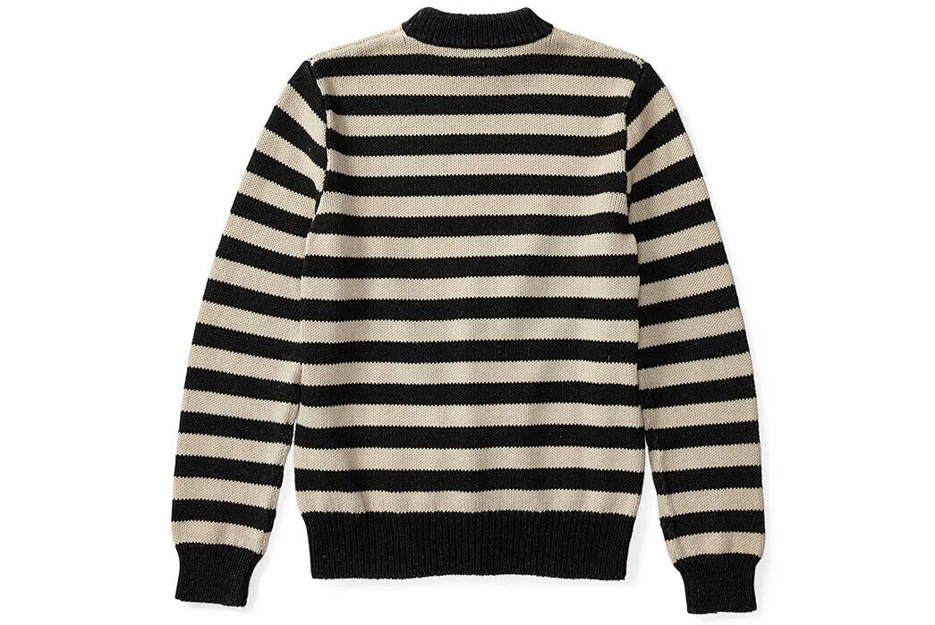 New RRL Ralph Lauren Faded Black Striped Crewneck Sweatshirt Men's Small S