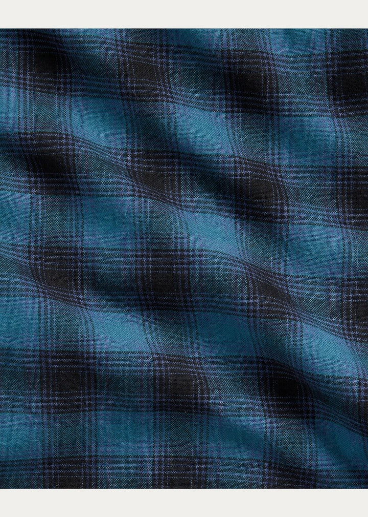 New RRL Ralph Lauren Brushed Plaid Twill Indigo Shirt Workshirt Men's S Small
