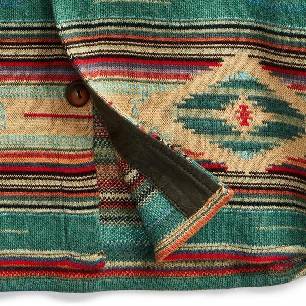RRL Ralph Lauren Striped Green Serape Southwestern Work Shirt Men's Small S