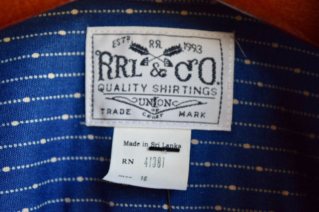 RRL Ralph Lauren Vintage Indigo Railman Cotton Twill Work Shirt Men's Medium M