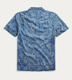 RRL Ralph Lauren 1920s Indigo Bandanna Motif Print Blue Shirt Mens M Medium Camp