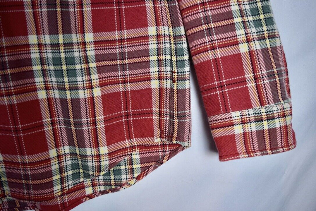 RRL Ralph Lauren Plaid Red Nylon Lined Workshirt Men's XL Extra-Large Flannel