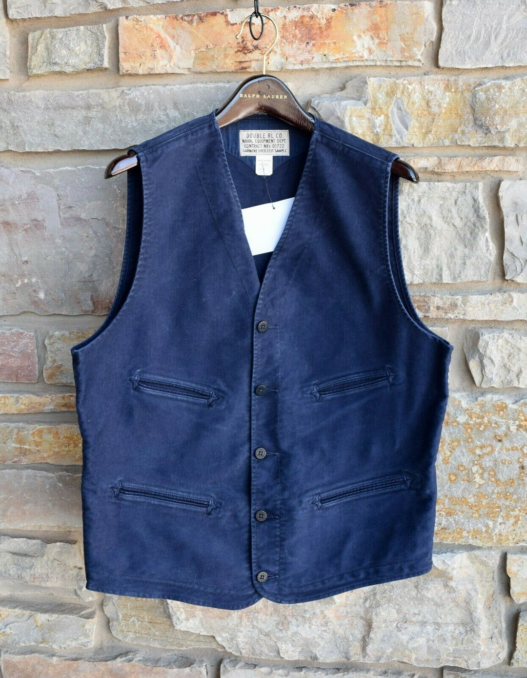 RRL Ralph Lauren Blue Jungle Cloth Cotton Jacket Vest Men's Extra-Large XL