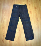 $450 RRL Double RL Dark Wash Raw Denim Jeans Western Buckle Hook Overalls 30