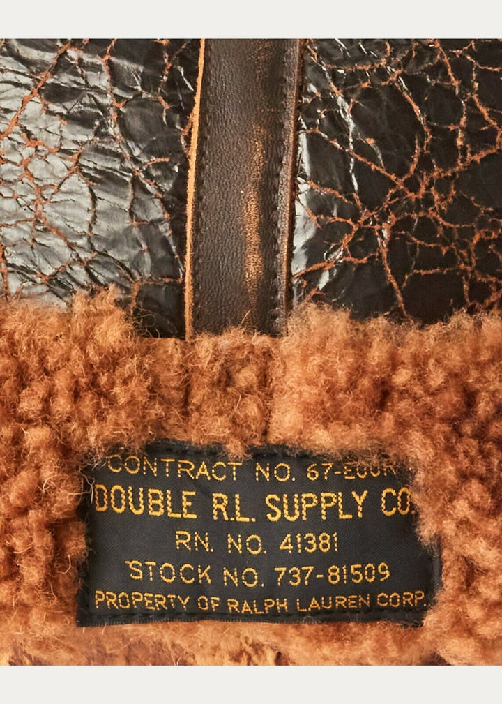Ralph Lauren RRL Shearling Fur Leather Pilot Flight Hat Cap Earflap Medium M