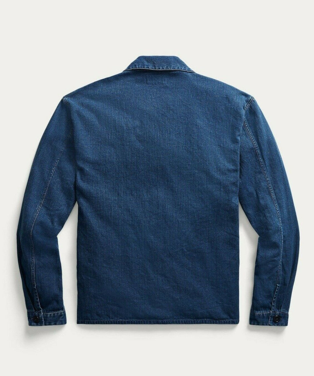 RRL Ralph Lauren Indigo Blue Jacket Linen Herringbone Overshirt Men's 2XL XXL