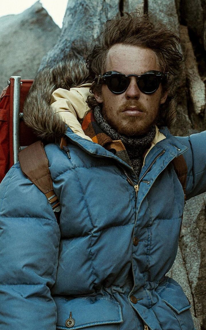 RRL Ralph Lauren Quilted 1950's Blue Parka Jacket Coat Fur Mens Large L