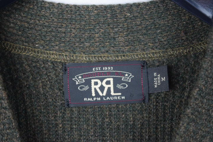 New RRL Ralph Lauren Vintage 100% Cashmere Green Cardigan Men's M Medium