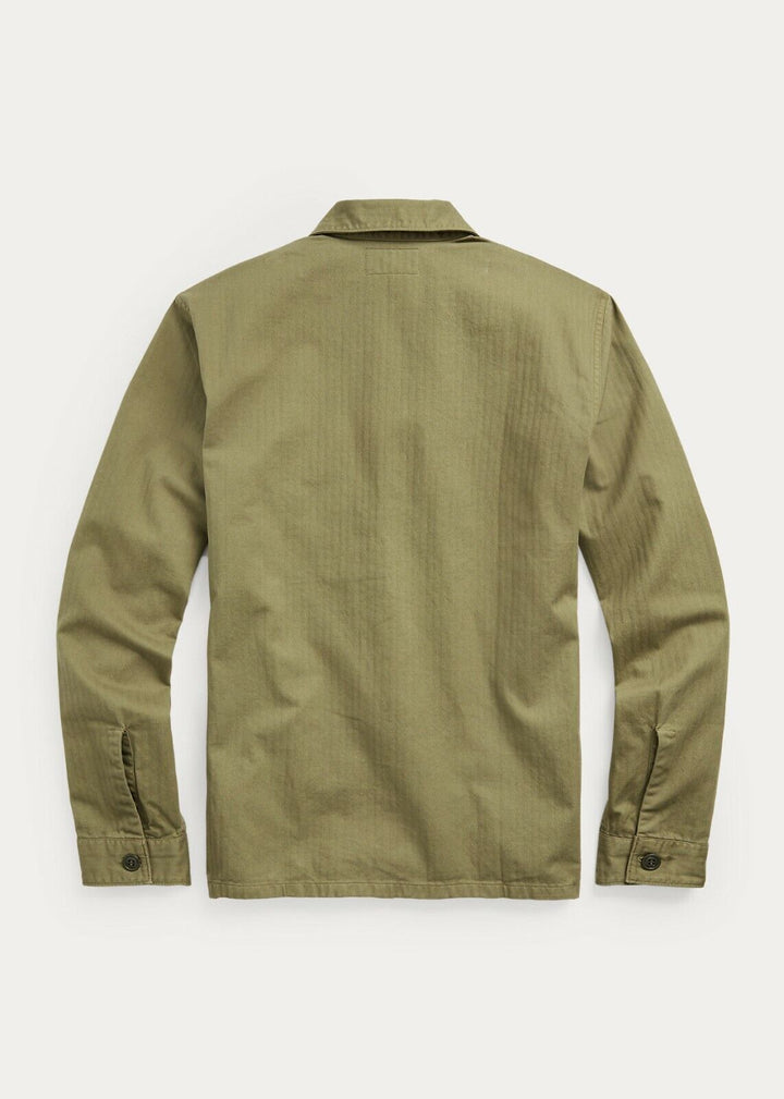 RRL Ralph Lauren Cotton Herringbone Olive Green Twill Jacket Men's S Small