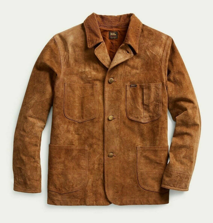 RRL Ralph Lauren Roughout Suede Coat Chore Leather Jacket Men's XL Extra-Large