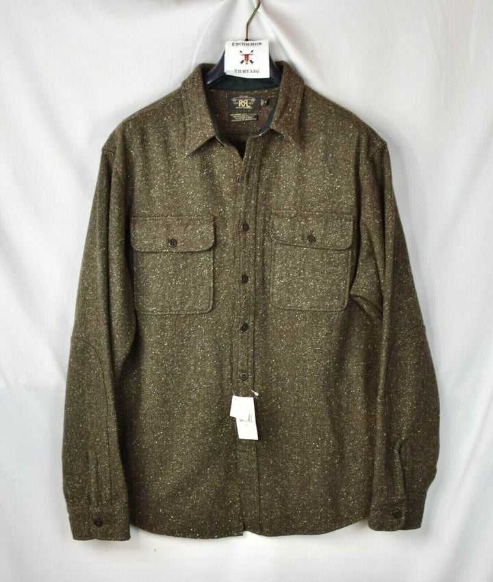 RRL Ralph Lauren Wool Speckled Brown Shirt Workshirt Men's XL Extra-Large