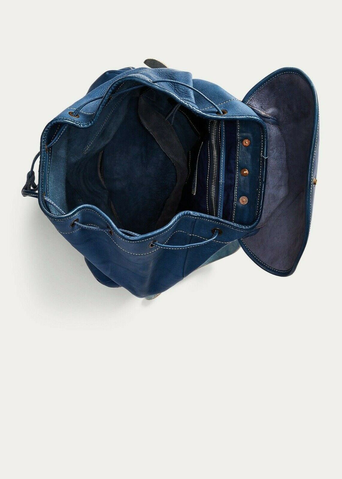 New RRL Ralph Lauren Indigo Leather Blue Leather Backpack  display picture 1