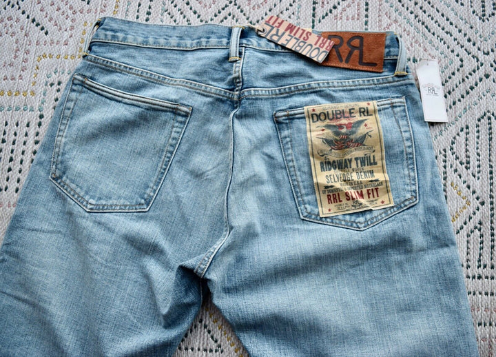 $450 RRL Double RL Light Wash Denim Jeans USA Made Relax Fitting Denim 33x32