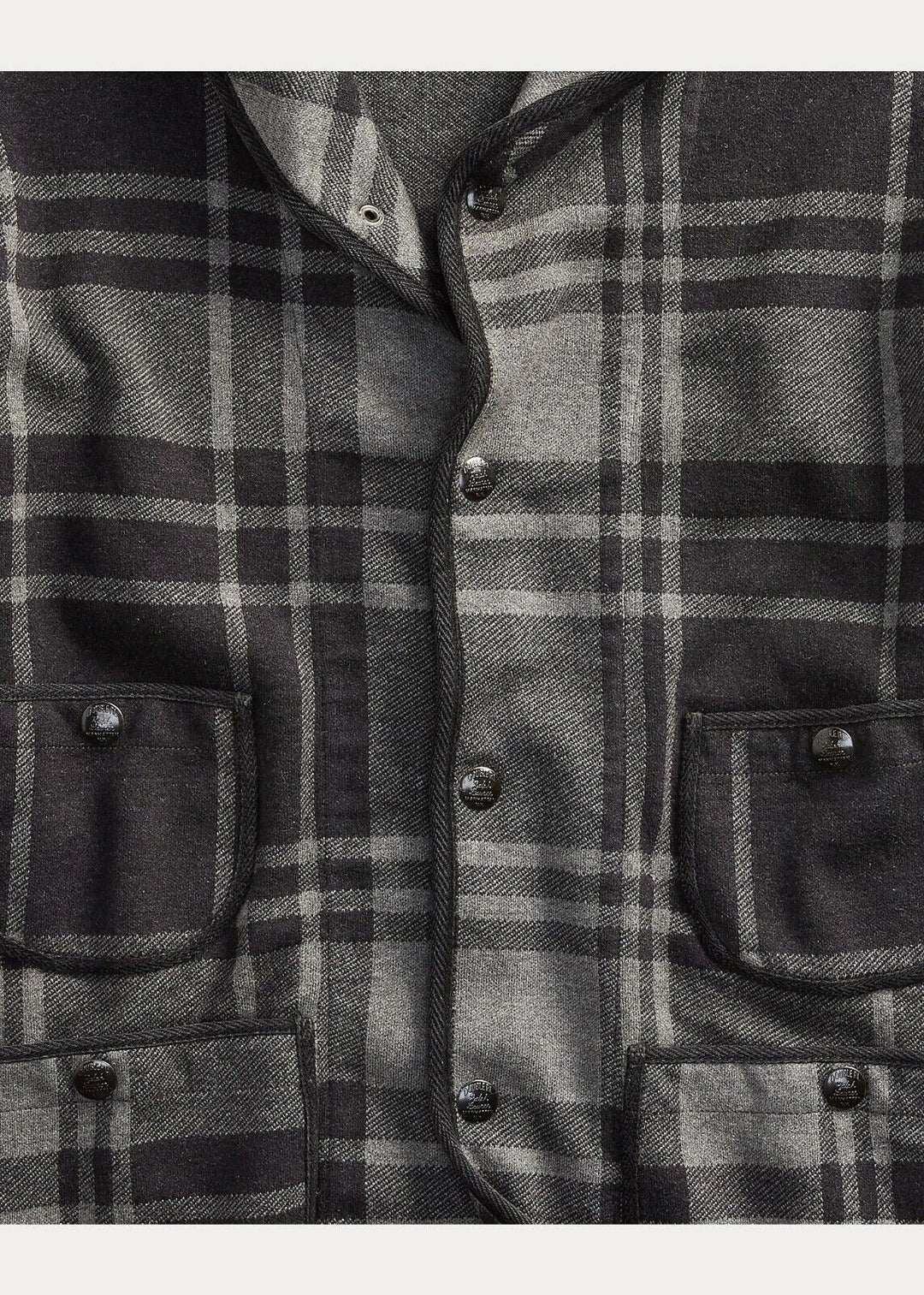 RRL Ralph Lauren Black 1930's Jacket Plaid Jacquard Wool Cotton Men's L Large