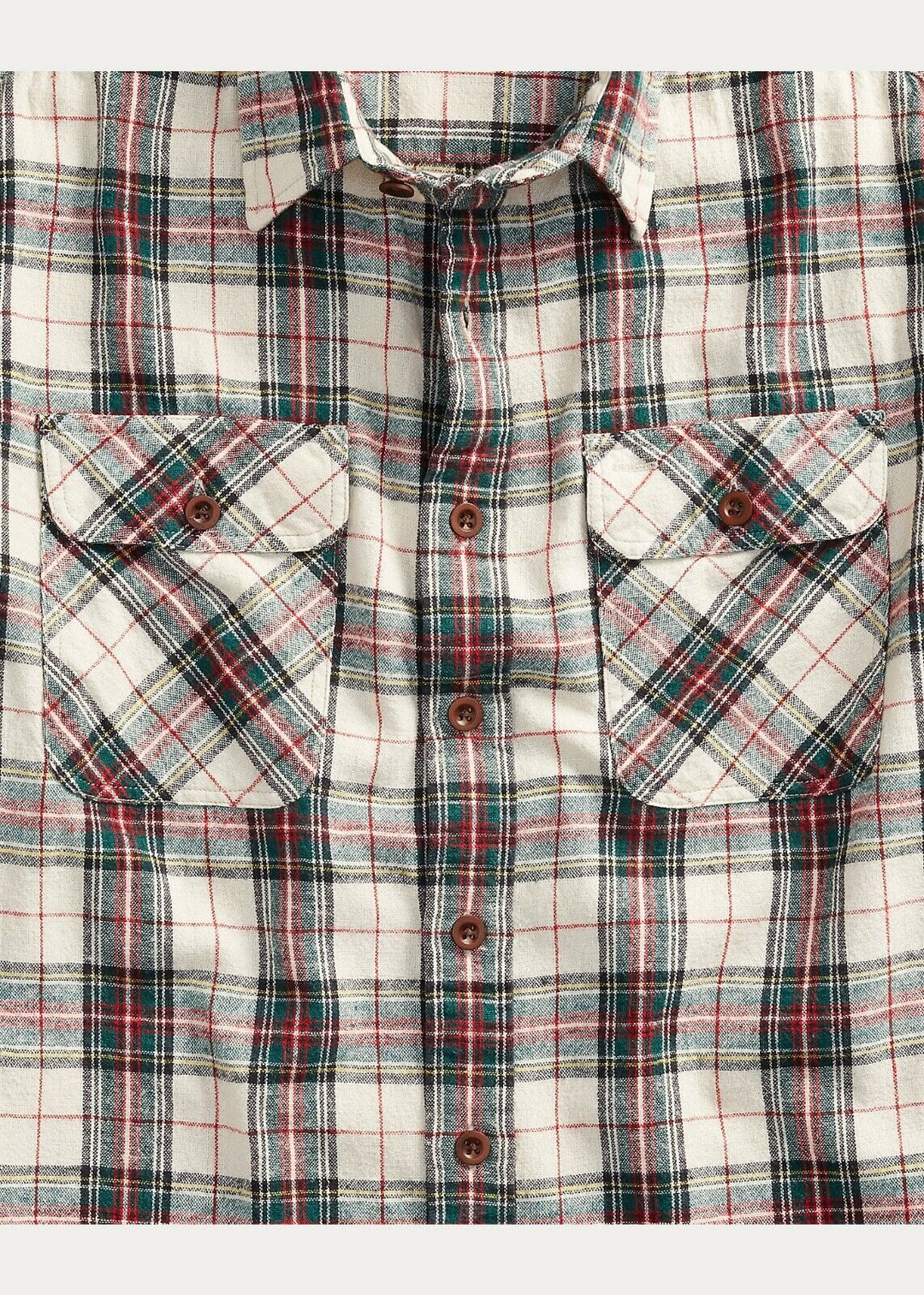 RRL Ralph Lauren Vintage Plaid Cotton Red Green White Workshirt Men's S Small