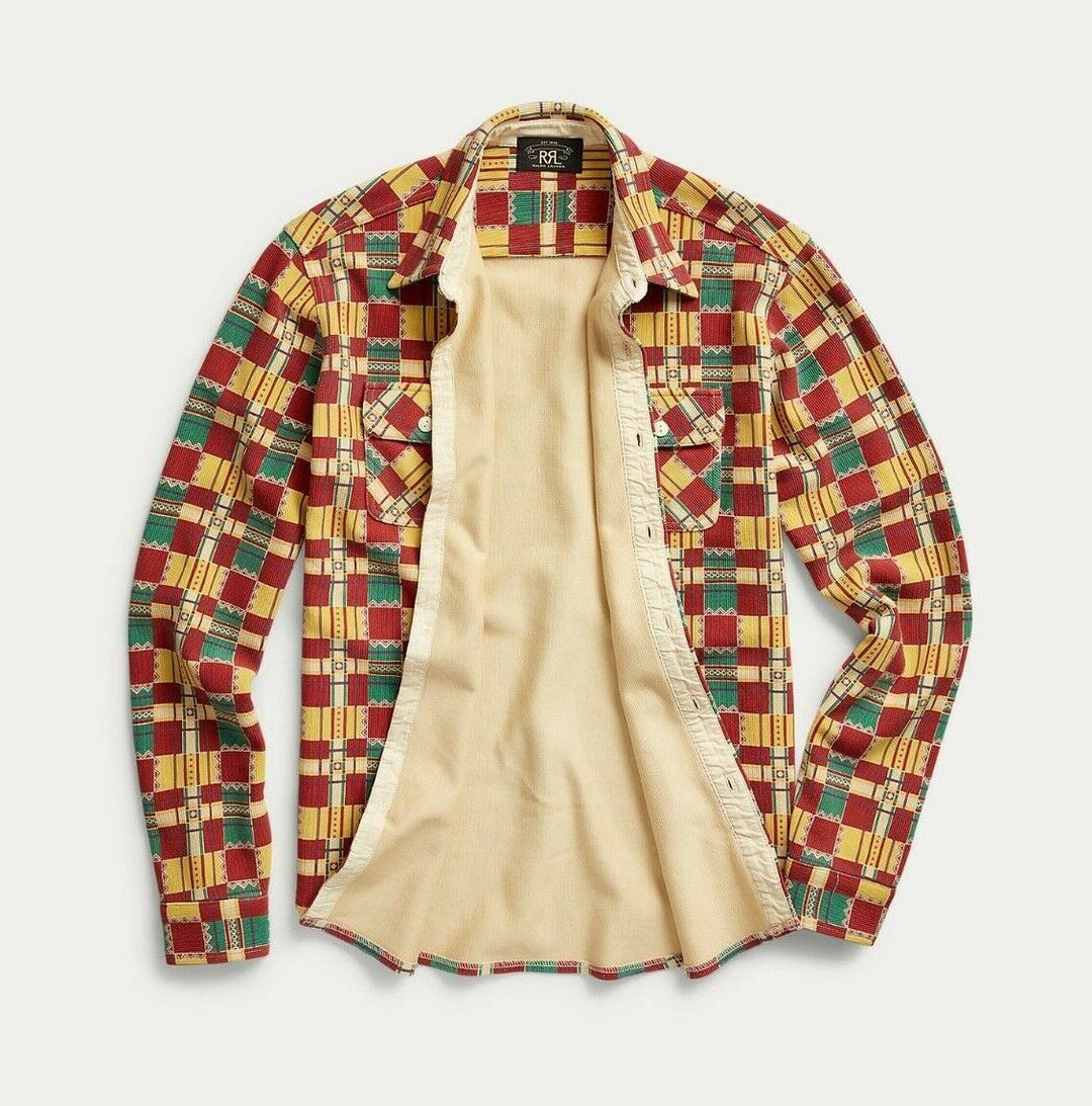 RRL Ralph Lauren Southwestern Ottoman Check Multi-Color Workshirt Men's Small S