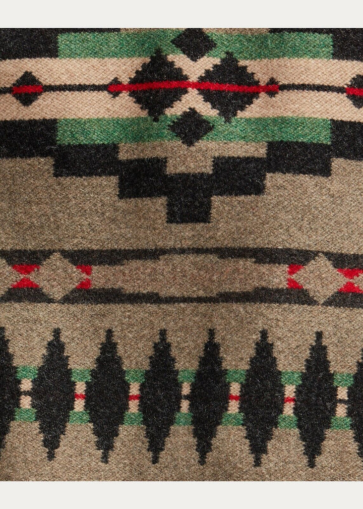 RRL Ralph Lauren Shearling Jacquard Blanket Jacket Suede Trim Men's 2XL XXL